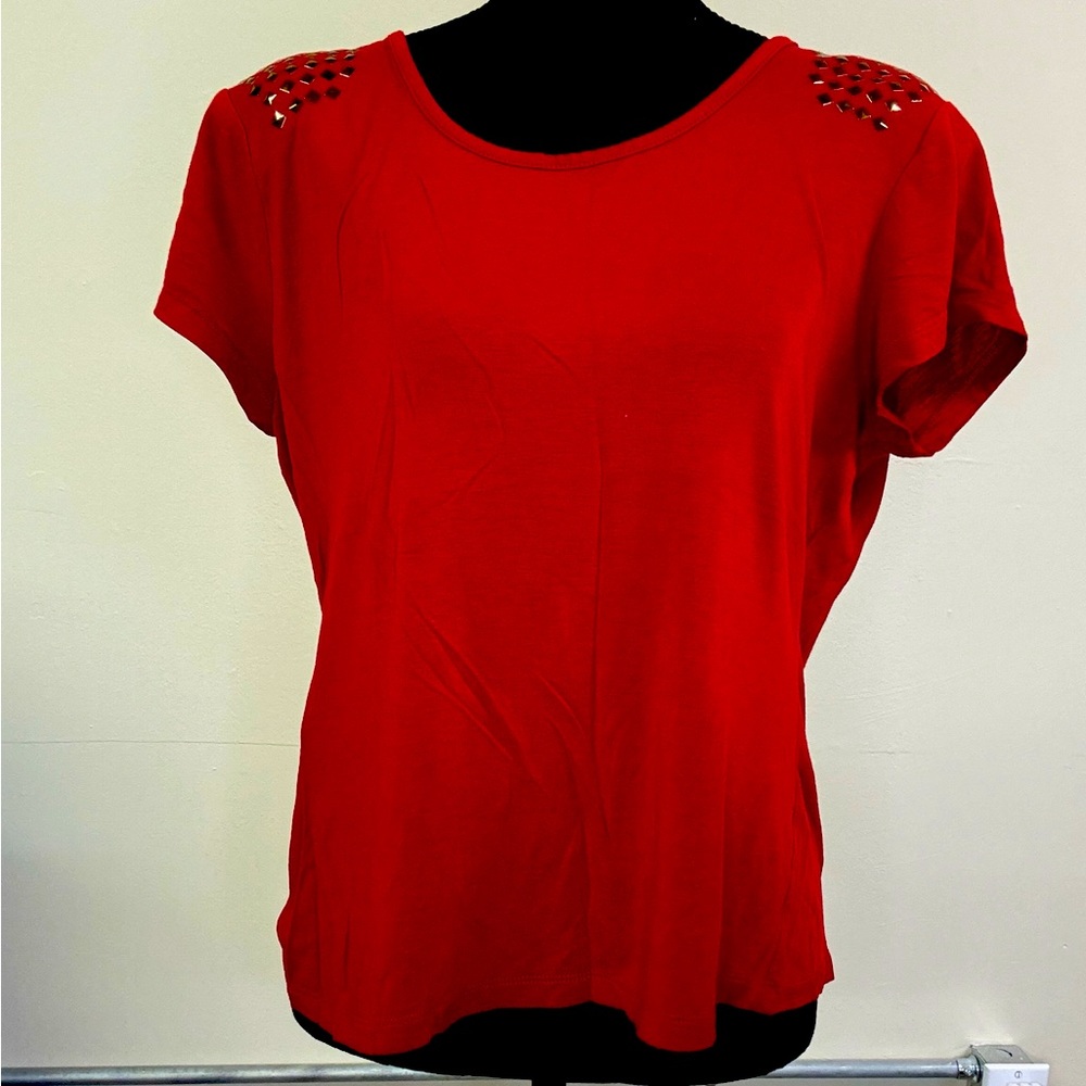 Red top with shoulder detail